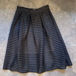 Avenue Elegant Black Textured A-Line Skirt